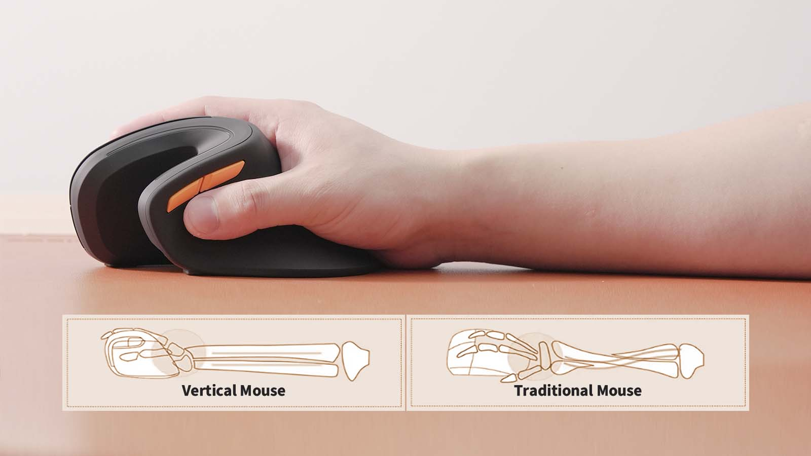 Ratón Ergonómico Vertical Inalámbrico - en uso